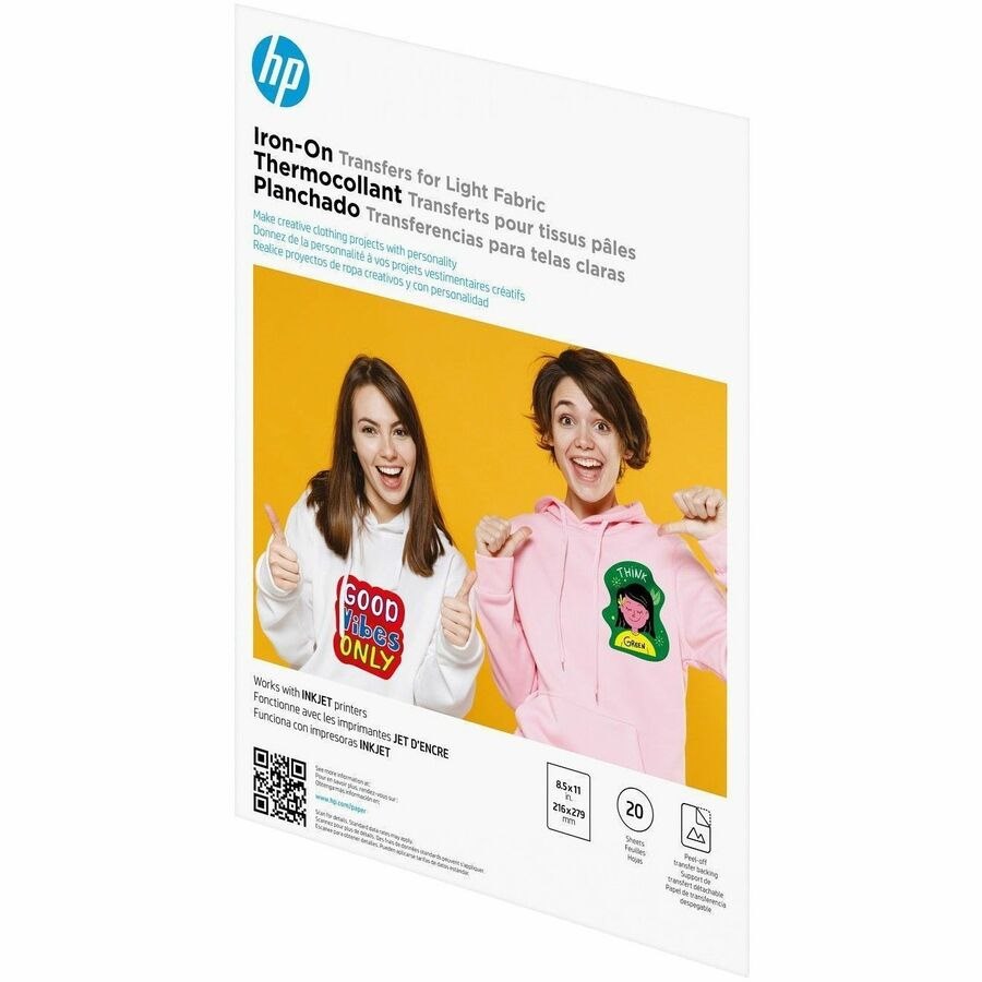 HP Iron-On Transfers for Light Fabric 8.5 x 11 in. (216 x 279 mm) 20 sheets