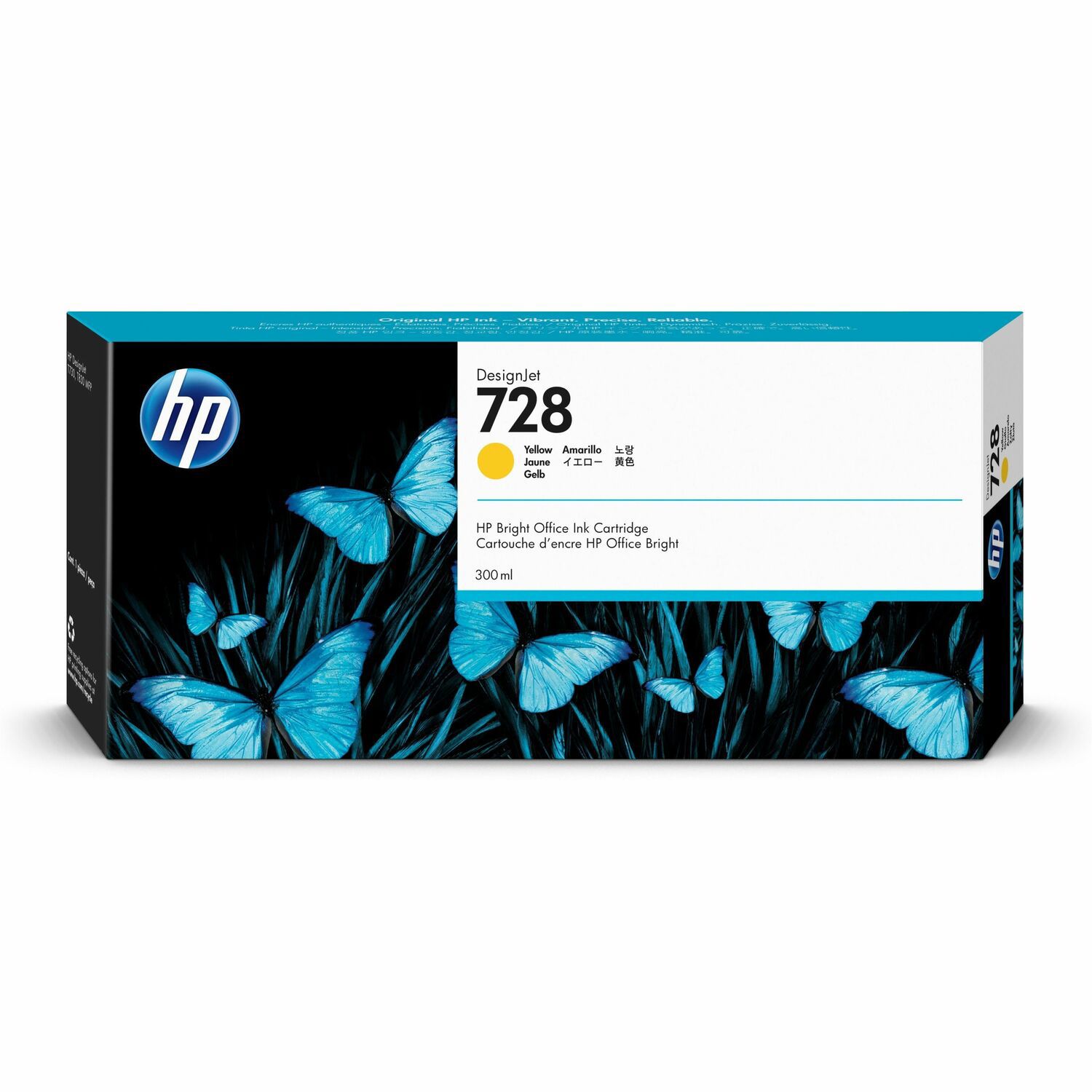 HP 728 Origineel Extra hoog Rendement Inkjet Inktcartridge - Geel Verpakking