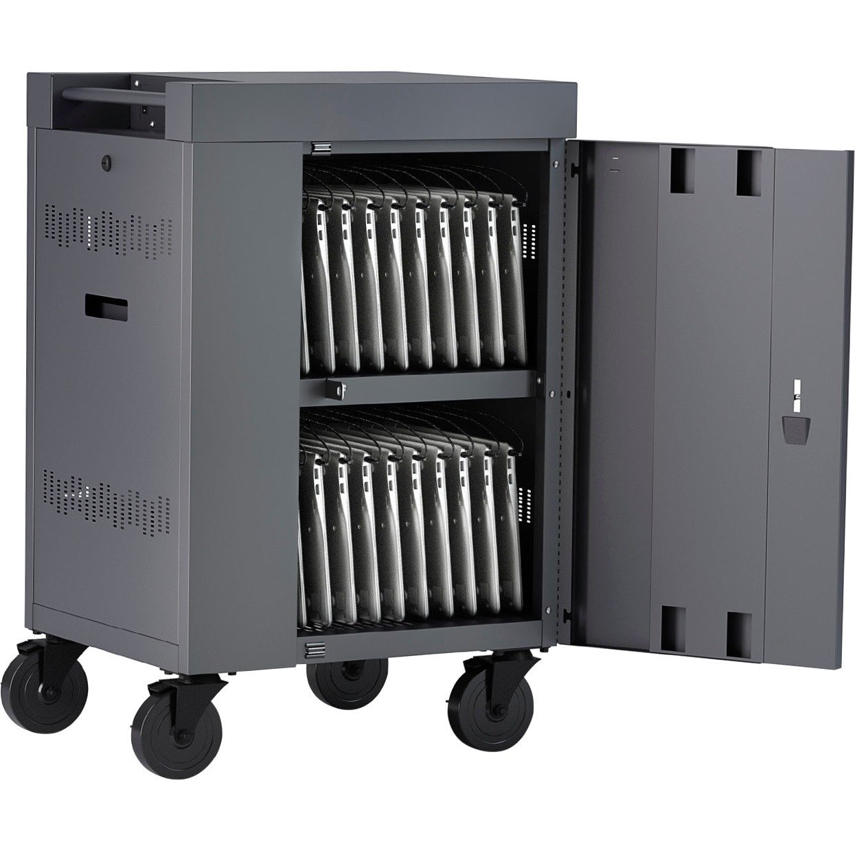 Bretford CUBE Cart Mini Charging Cart AC for 20 Devices, Charcoal Paint