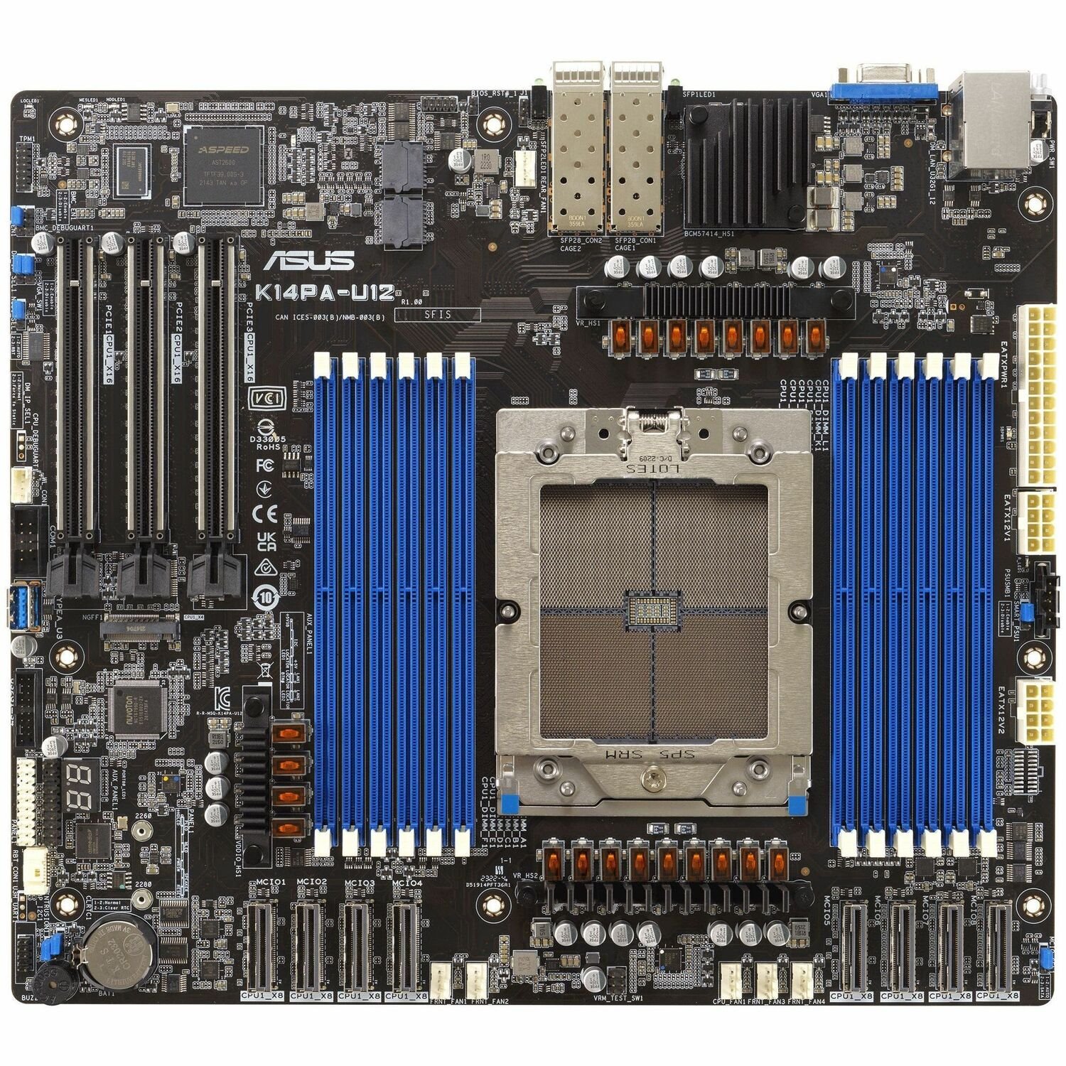 Asus K14PA-U12 Server moederbord - Socket SP5 LGA-6096 - SSI CEB