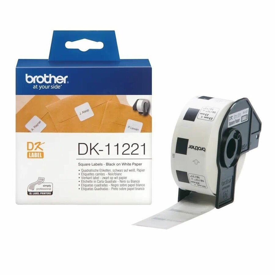 Brother DK-11221 - WHITE 23MM X 23MM DIE-CUT SQUARE PAPER LABEL 1000 LABELS PER ROLL