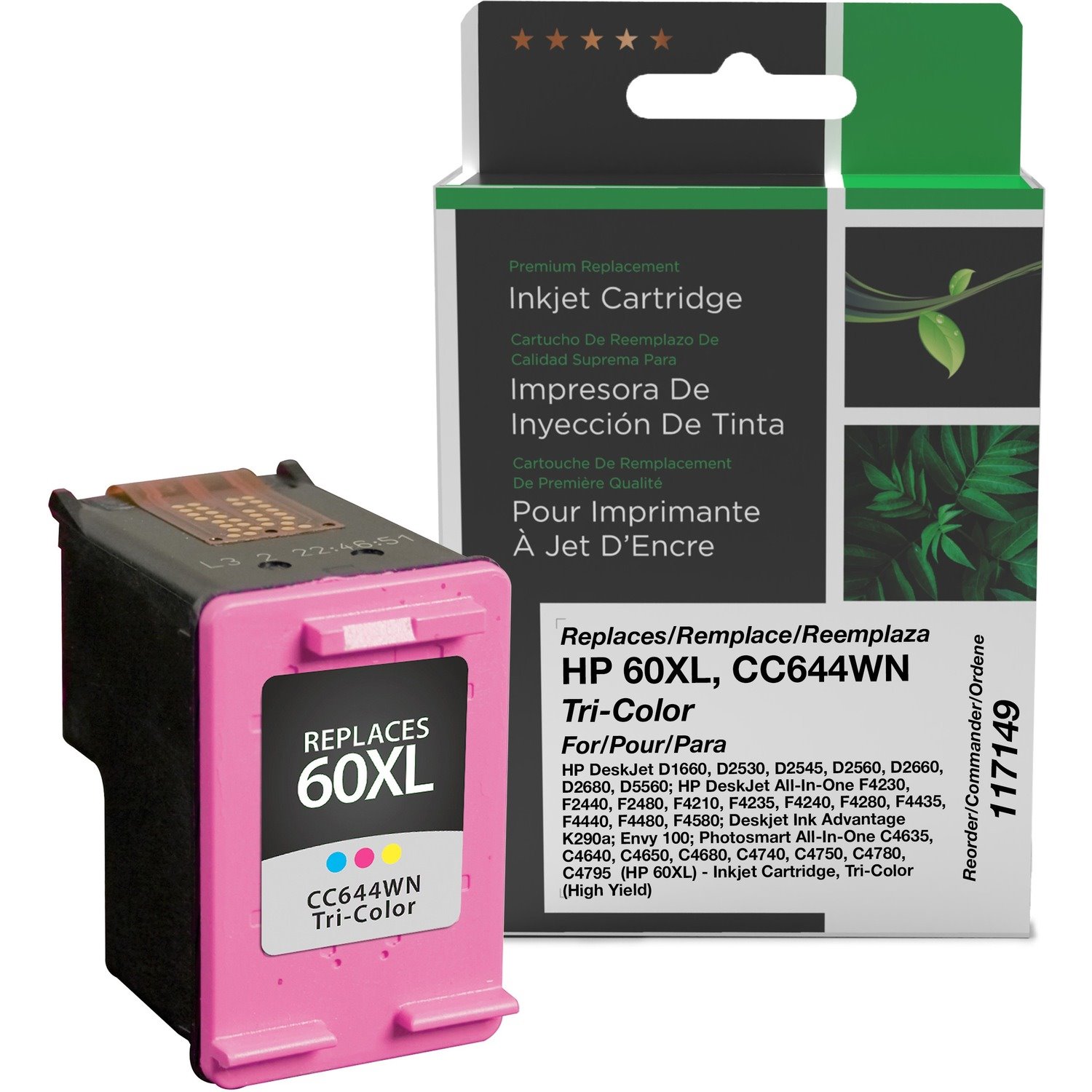 Clover Imaging Remanufactured High Yield Tri-Color Ink Cartridge for HP 60XL (CC644WN)