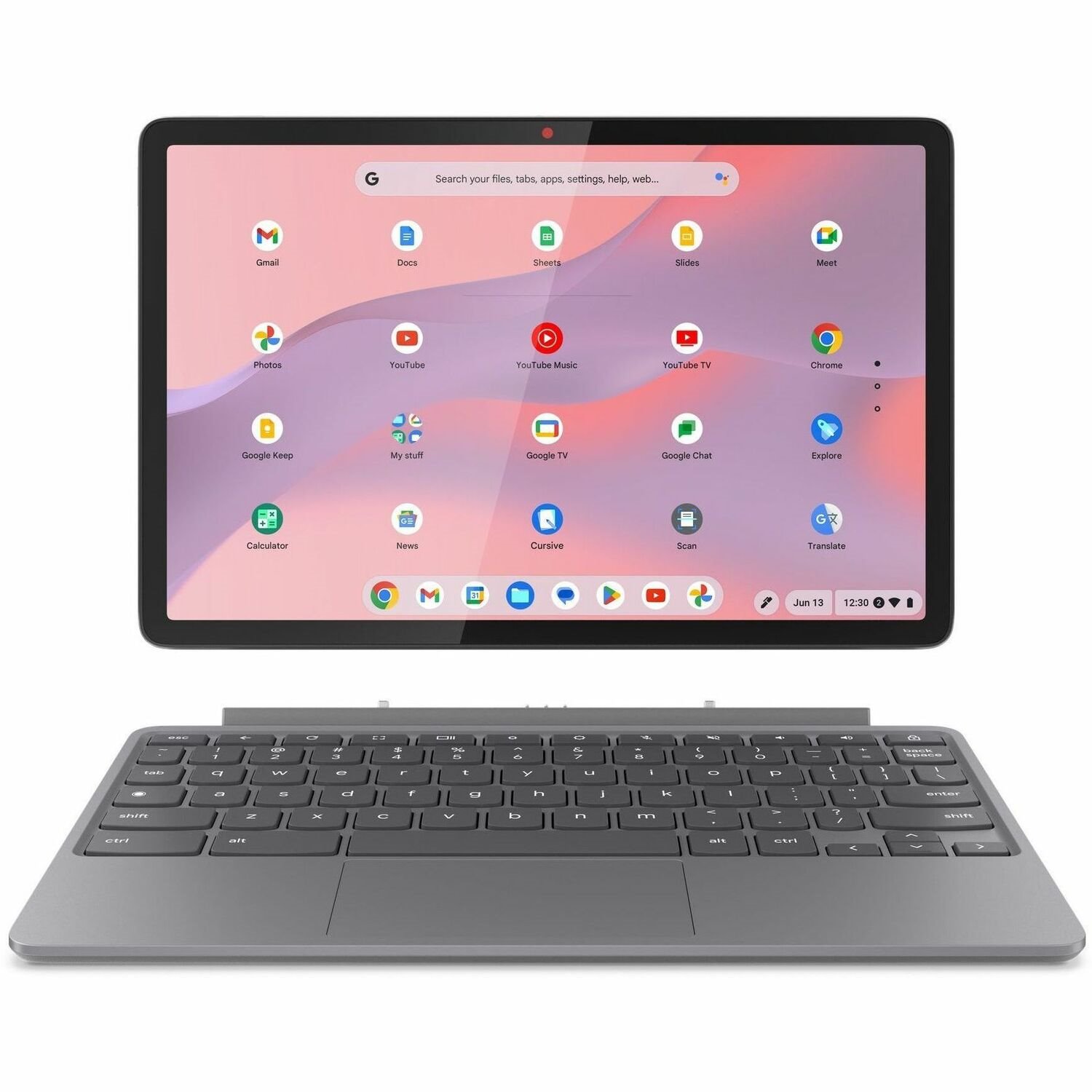 Lenovo Chromebook Duet 11M889 83HH0000US 10.9" Touchscreen Detachable 2 in 1 Chromebook - WUXGA - 60 Hz - Octa-core (ARM Cortex A78 + Cortex A55) - 4 GB - 64 GB Flash Memory - English Keyboard - Luna Gray