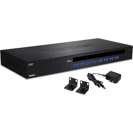 TRENDnet 16-Port Rack Mount USB KVM Switch, VGA and USB Connection, Supports USB and PS/2, Auto-Scan, Device Monitoring, Audible Feedback, Plug and Play, Hot Pluggable, Rack Mountable, Black, TK-1603R