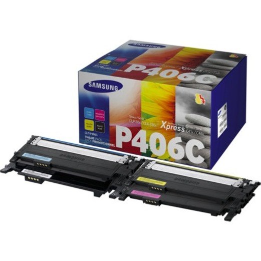 HP CLT-P406C Laser Tonercartridge - Verpakking U twee stuks - Magenta, Zwart, Geel, Cyaan - 4 Pak