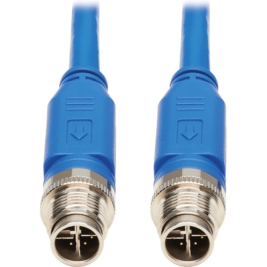 Eaton Tripp Lite Series M12 X-Code Cat6 1G UTP CMR-LP Ethernet Cable (M/M), IP68, PoE, Blue, 1 m (3.3 ft.), TAA