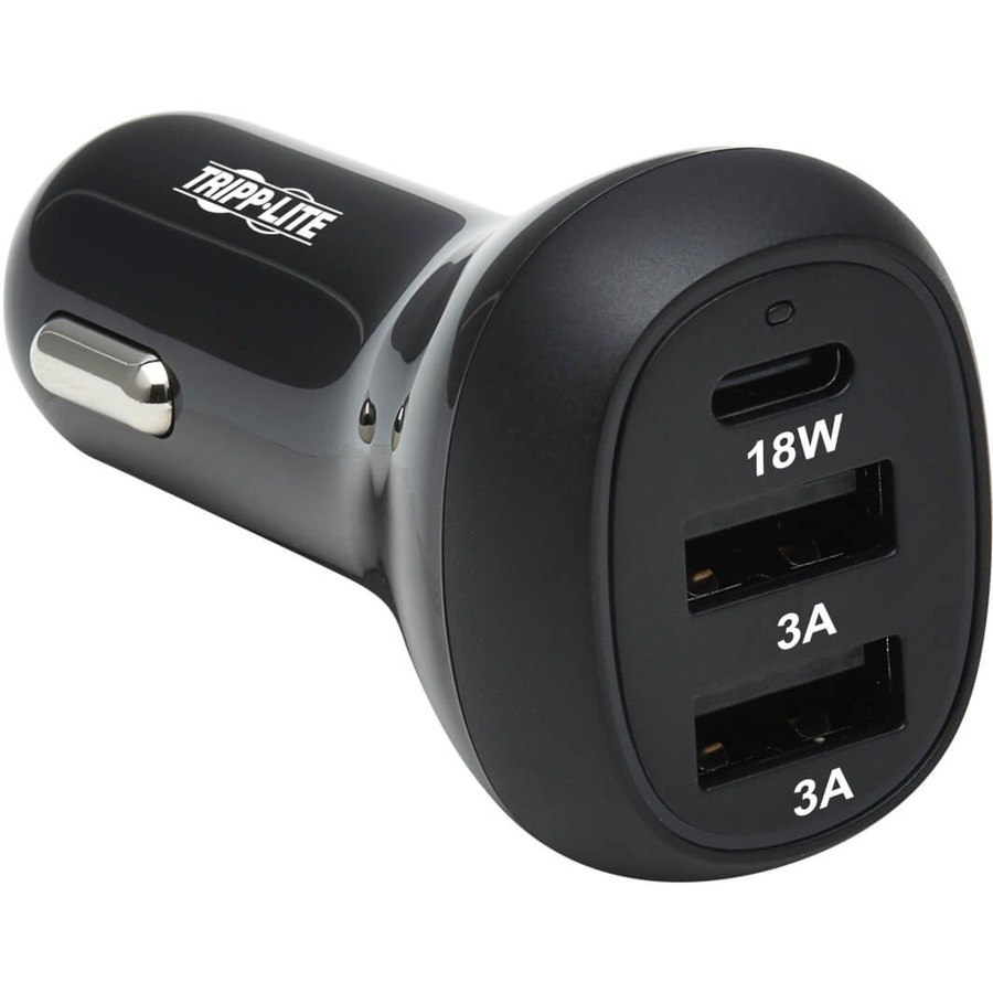 Eaton Tripp Lite Series 3-Port USB Car Charger, 36W Max - USB-C PD 3.0 Up to 18W, 2 USB-A QC 3.0 Up to 36W