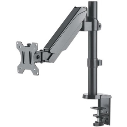 TV & Monitor Mount, Desk, Full Motion (Gas Spring), 1 screen, Screen Sizes: 10-27" , Black, Clamp or Grommet Assembly, VESA 75x75 to 100x100mm, Max 8kg, Lifetime Warranty