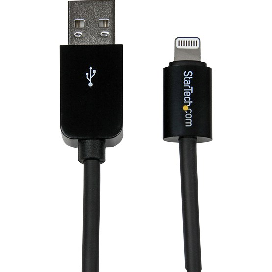 StarTech.com 2m (6ft) Long Black AppleÂ&reg; 8-pin Lightning Connector to USB Cable for iPhone / iPod / iPad