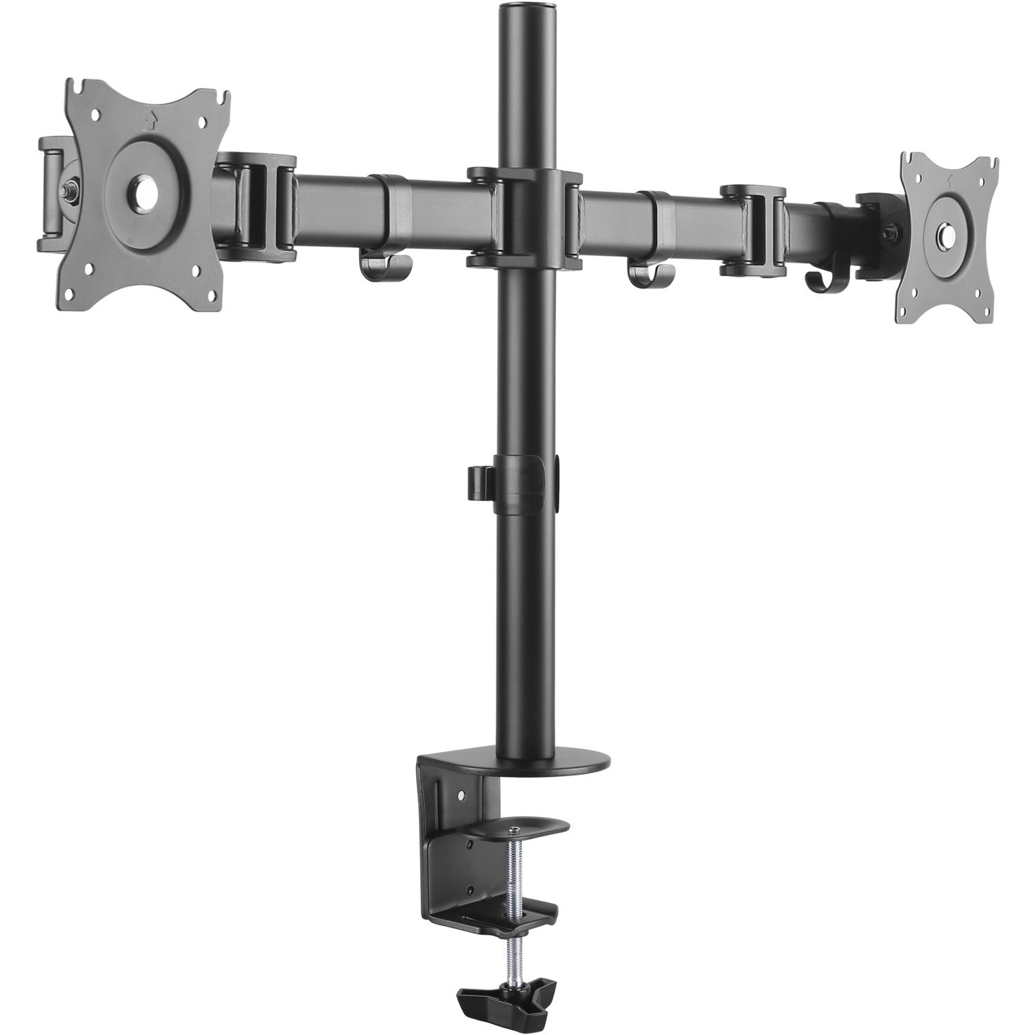 Newstar Full Motion Dual Desk Mount (clamp & grommet) for two 10-27" Monitor Screens, Height Adjustable - Black