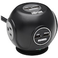 Eaton Tripp Lite Series 3-Outlet Spherical Surge Protector, 4 USB Ports (4.8A Shared) - 6 ft. (1.83 m) Cord, 5-15P Plug, 540 Joules, Black