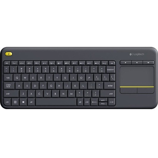 Logitech K400 Plus Keyboard - Wireless Connectivity - USB Interface - TouchPad - English (UK) - QWERTY Layout - Black