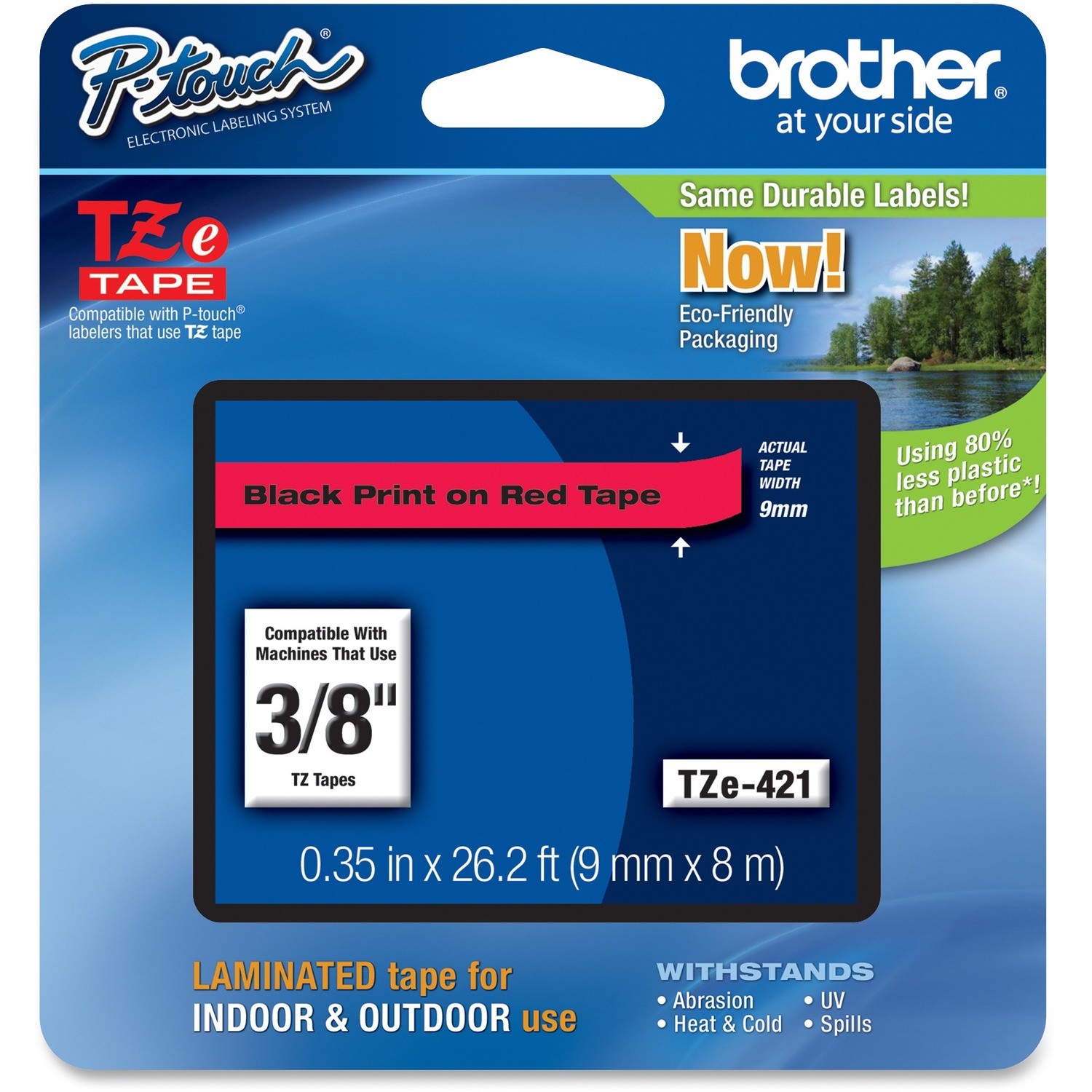 Brother TZE-421 - 9MM BLACK ON RED TZE TAPE