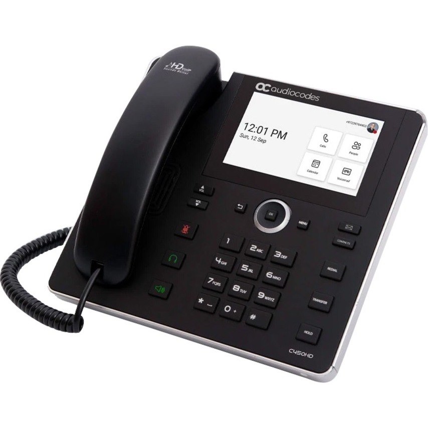 AudioCodes C450HD IP Phone - Corded - Cordless - Wi-Fi, Bluetooth - Wall Mountable - Black