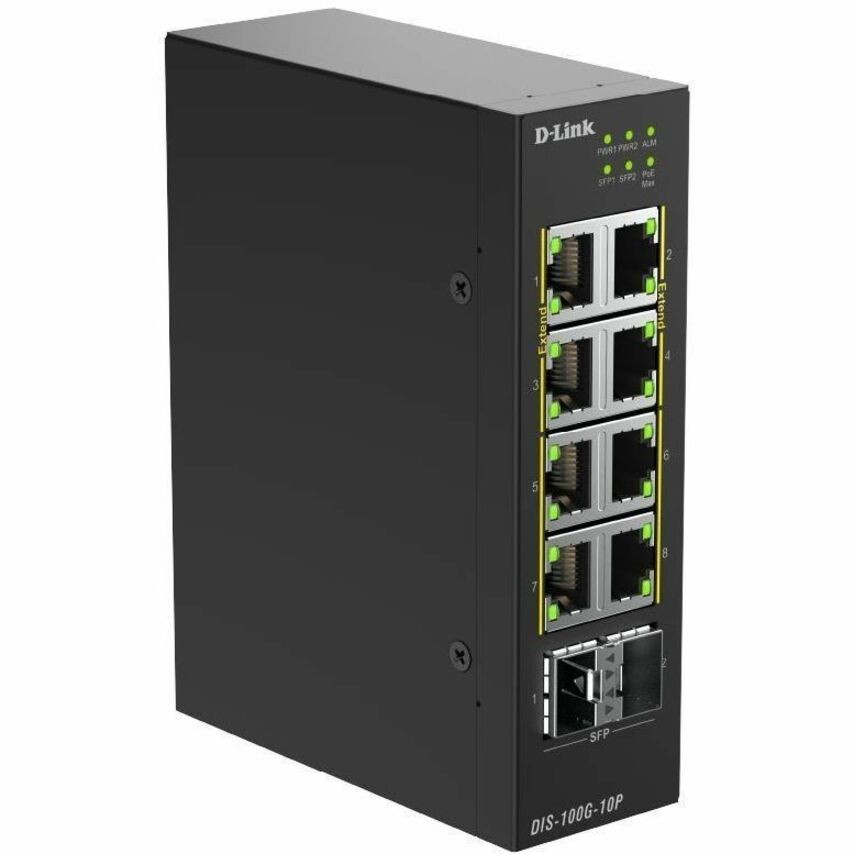 DLink 10-Port Gigabit Industrial Poe+ Unmanaged Switch With 2 X 2.5G S