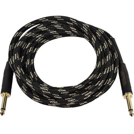 Monoprice 10ft Cloth Series 1/4 inch TS Male 20AWG Instrument Cable - Black & Gold