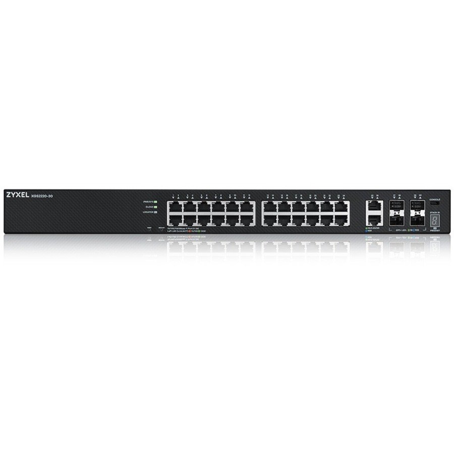 ZYXEL XGS2220 XGS2220-30 26 Poorten Beheer mogelijk L3 switch - Gigabit Ethernet, 10Gigabit Ethernet - 100/1000Base-T, 10GBase-X, 10GBase-T