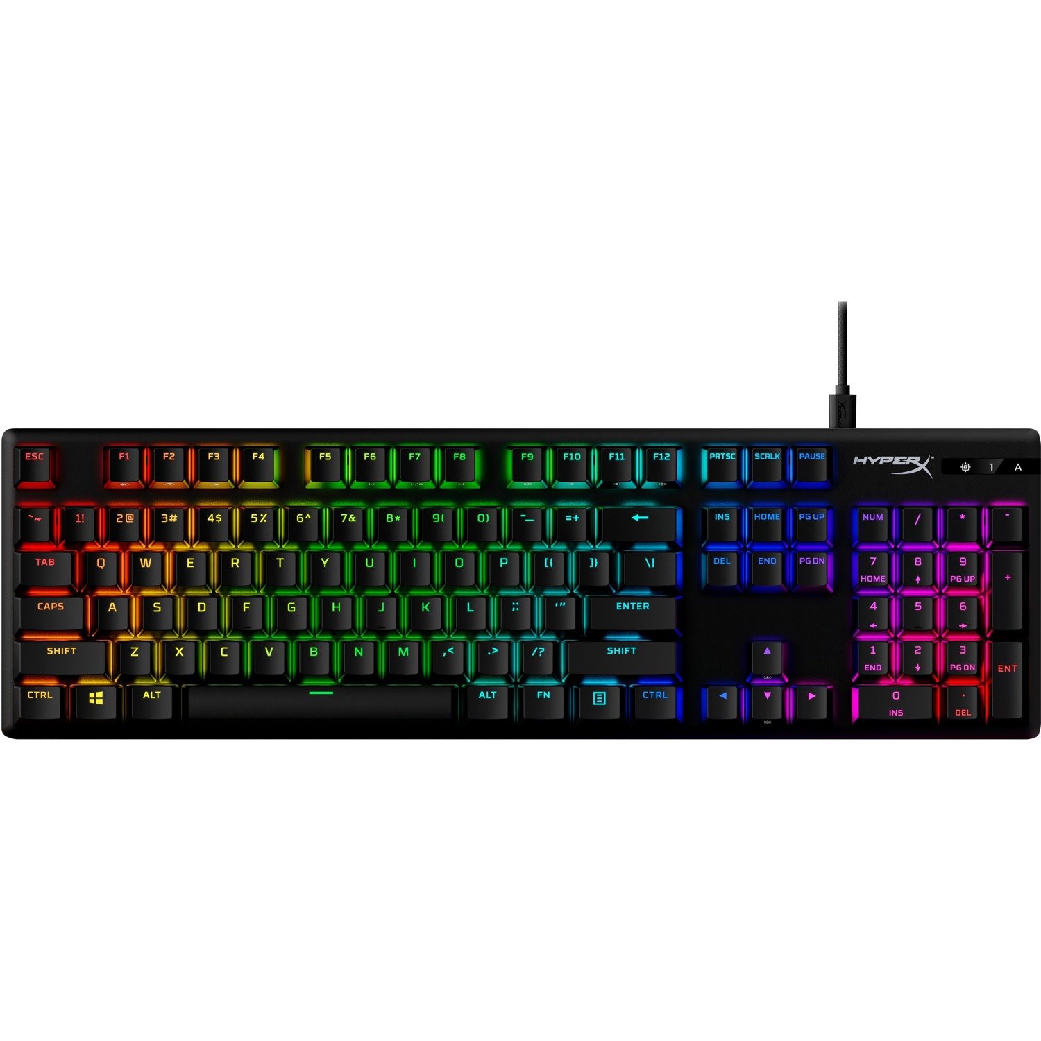 HyperX Alloy Origins PBT Gaming Keyboard - Cable Connectivity - USB Type C Interface - RGB LED - English (US) - Black