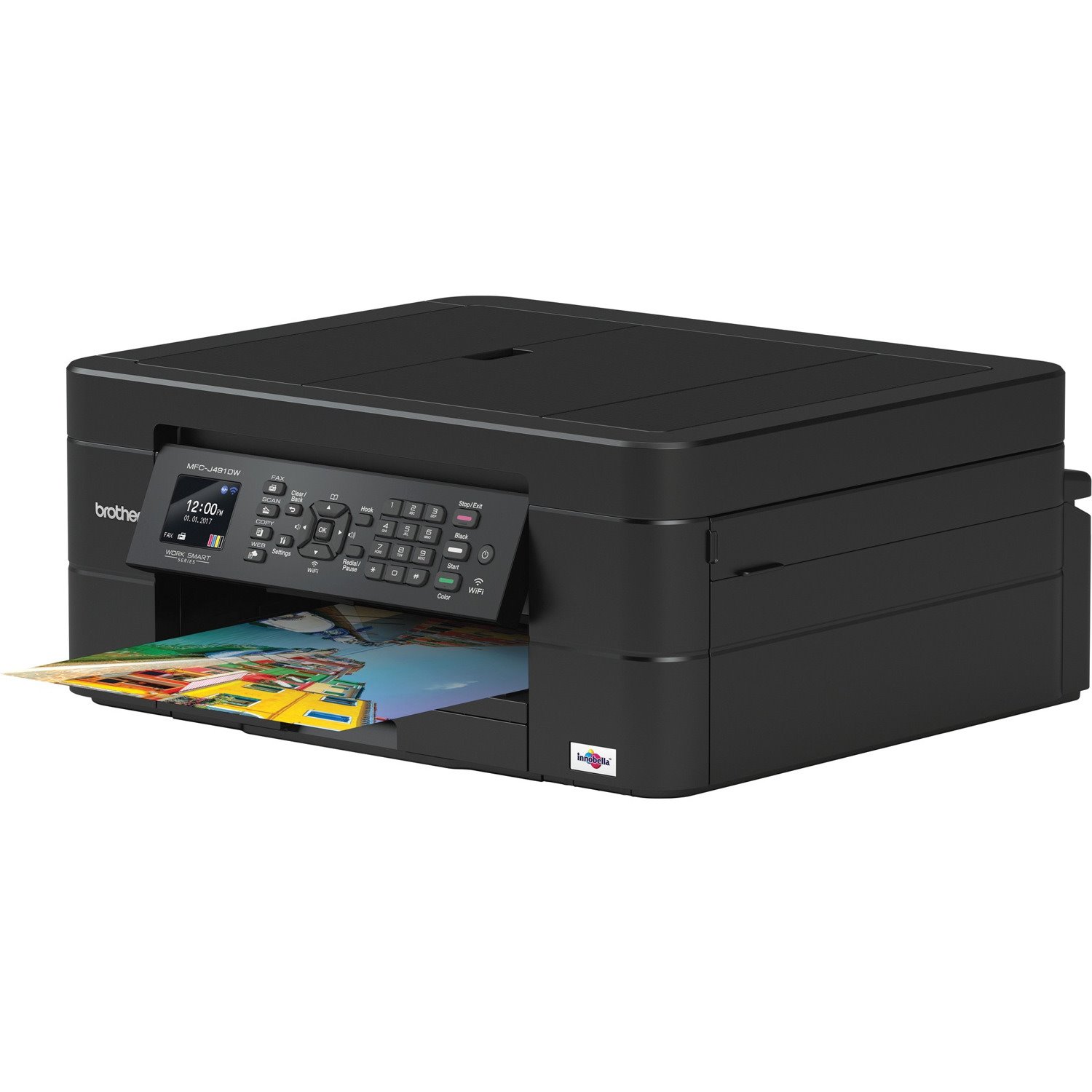 Brother MFC MFC-J491DW Wireless Inkjet Multifunction Printer-Color-Copier/Fax/Scanner-6000x1200 Print-Automatic Duplex Print-2500 Pages Monthly-100 sheets Input-Color Scanner-2400 Optical Scan-Color Fax-Wireless LAN