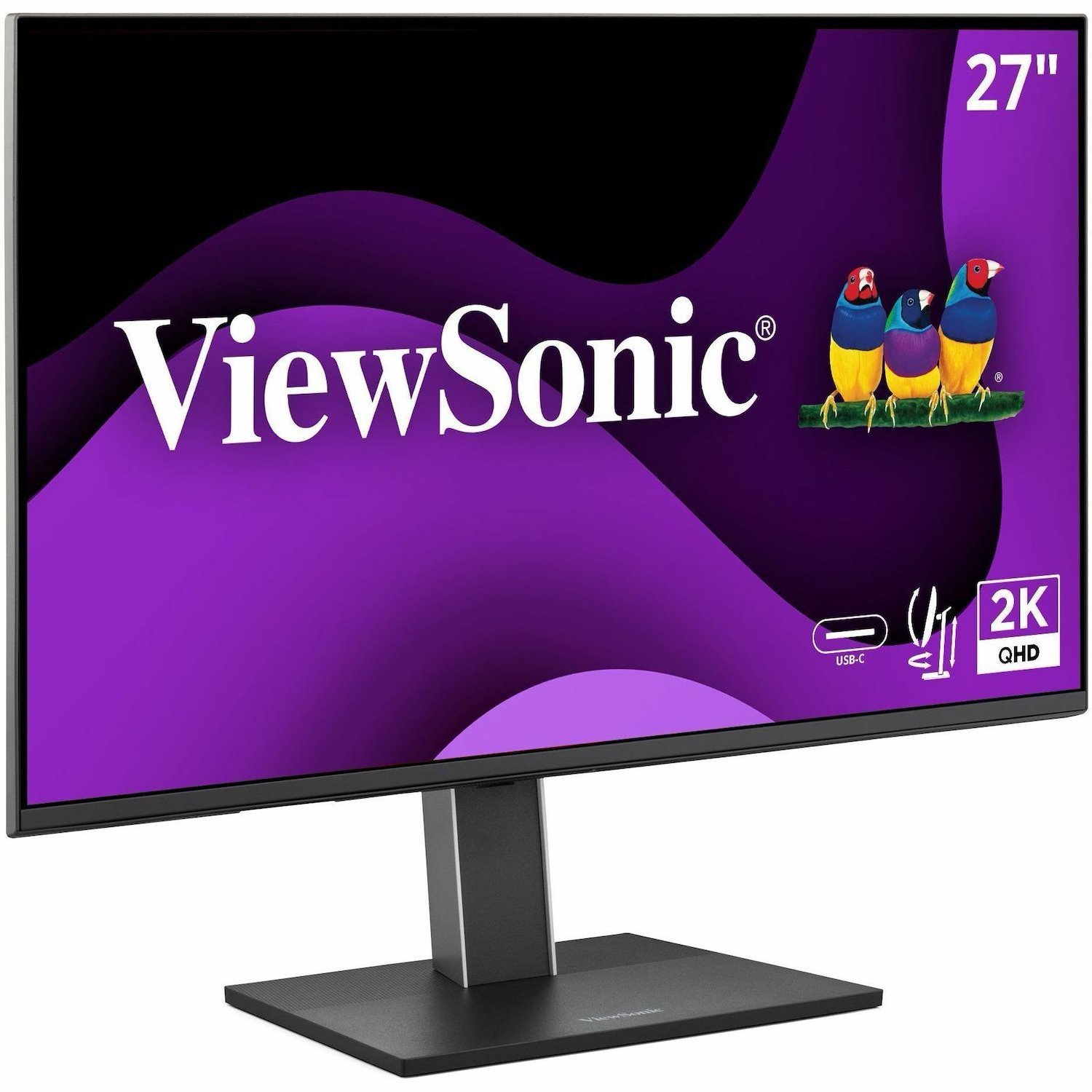 ViewSonic VG2752-2K 27 Inch IPS 1440p Ergonomic Monitor with Tilt, Swivel, Pivot, Height Adjust, 100Hz, 5-Port USB Hub, HDMI, DisplayPort, and 65W USB C Inputs