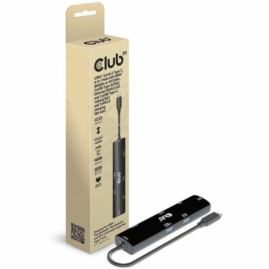Club 3D Club3d CSV-1599 Is A Usb4 Gen3x2 Type-C, 6-In-1 Hub - Hdmi 8K60HZ/4K120HZ, 2Xusb