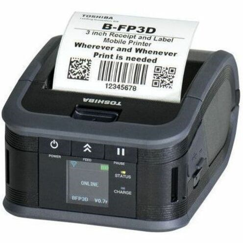 Toshiba B-FP3D-GH52-QM-R Mobile Direct Thermal Printer - Monochrome - Portable - Label/Receipt Print - USB - Bluetooth 2.1, 4.0 - IEEE 802.11a/b/g/n Wireless LAN - Battery Included