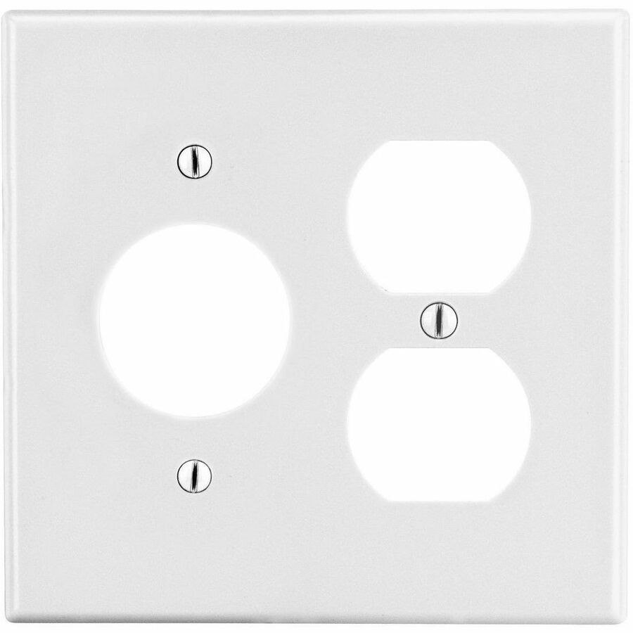 Bryant Wallplate, 2-Gang, 1) Duplex 1) 1.40" Opening, White