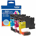 Brother LC501 3PK Original Standard Yield Inkjet Ink Cartridge - Cyan, Magenta, Yellow - 3 Pack