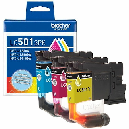 Brother LC501 3PK Original Standard Yield Inkjet Ink Cartridge - Cyan, Magenta, Yellow - 3 Pack