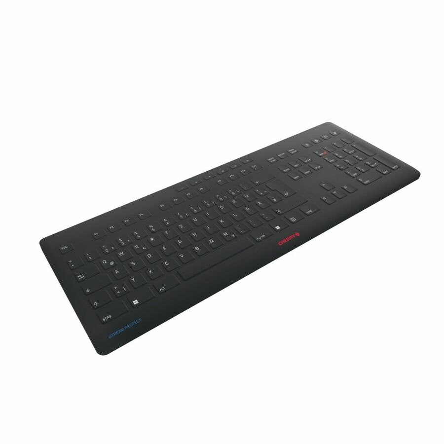 CHERRY STREAM PROTECT Keyboard - Wireless Connectivity - USB Interface - German - AZERTY Layout - Black