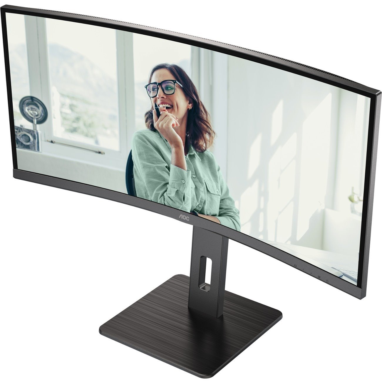 AOC CU34P3CV 34" Class UW-QHD Curved Screen LCD Monitor - 21:9 - Textured Black