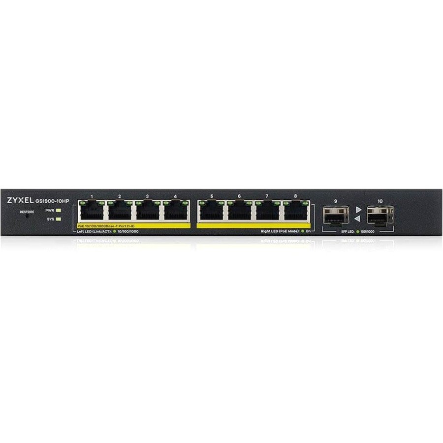 ZYXEL GS1900 GS1900-10HP 8 Ports Manageable Ethernet Switch - Gigabit Ethernet - 10/100/1000Base-T, 1000Base-X