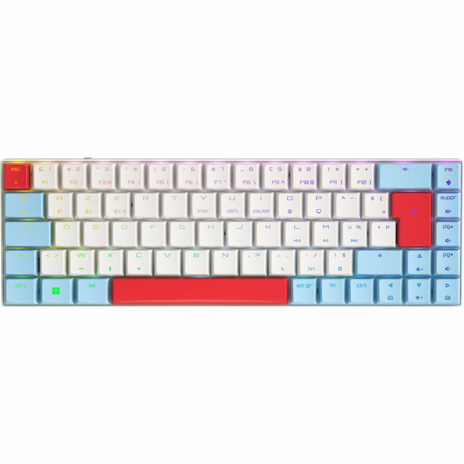 CHERRY MX-LP 2.1 Gaming Keyboard - Wireless Connectivity - USB Type C Interface - RGB LED - French - White