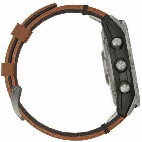 Garmin fēnix 7 Pro Smart Watch - Titanium Case Color - Chestnut Band Color - Titanium Body Material - Fiber Reinforced Polymer, Titanium Case Material - Leather Band Material - Wireless LAN