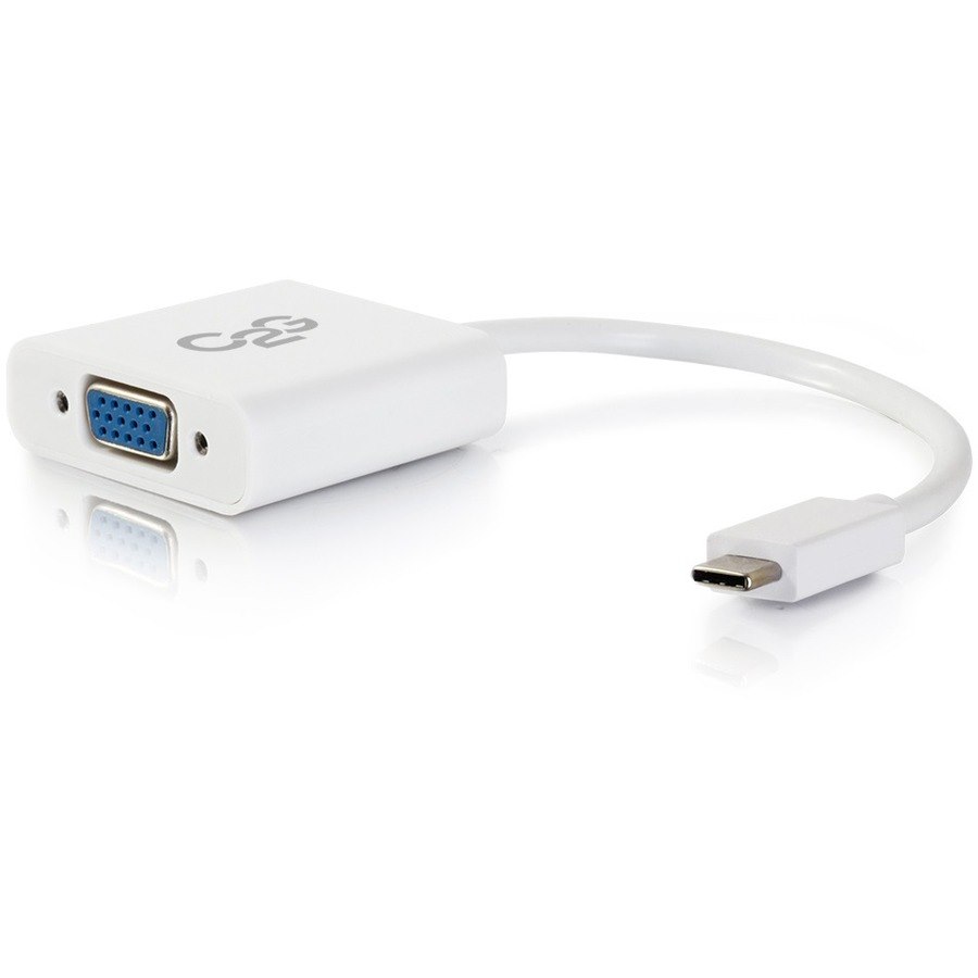 C2G USB C to VGA Adapter - USB C to VGA Converter - Video Adapter Cable - White - M/F