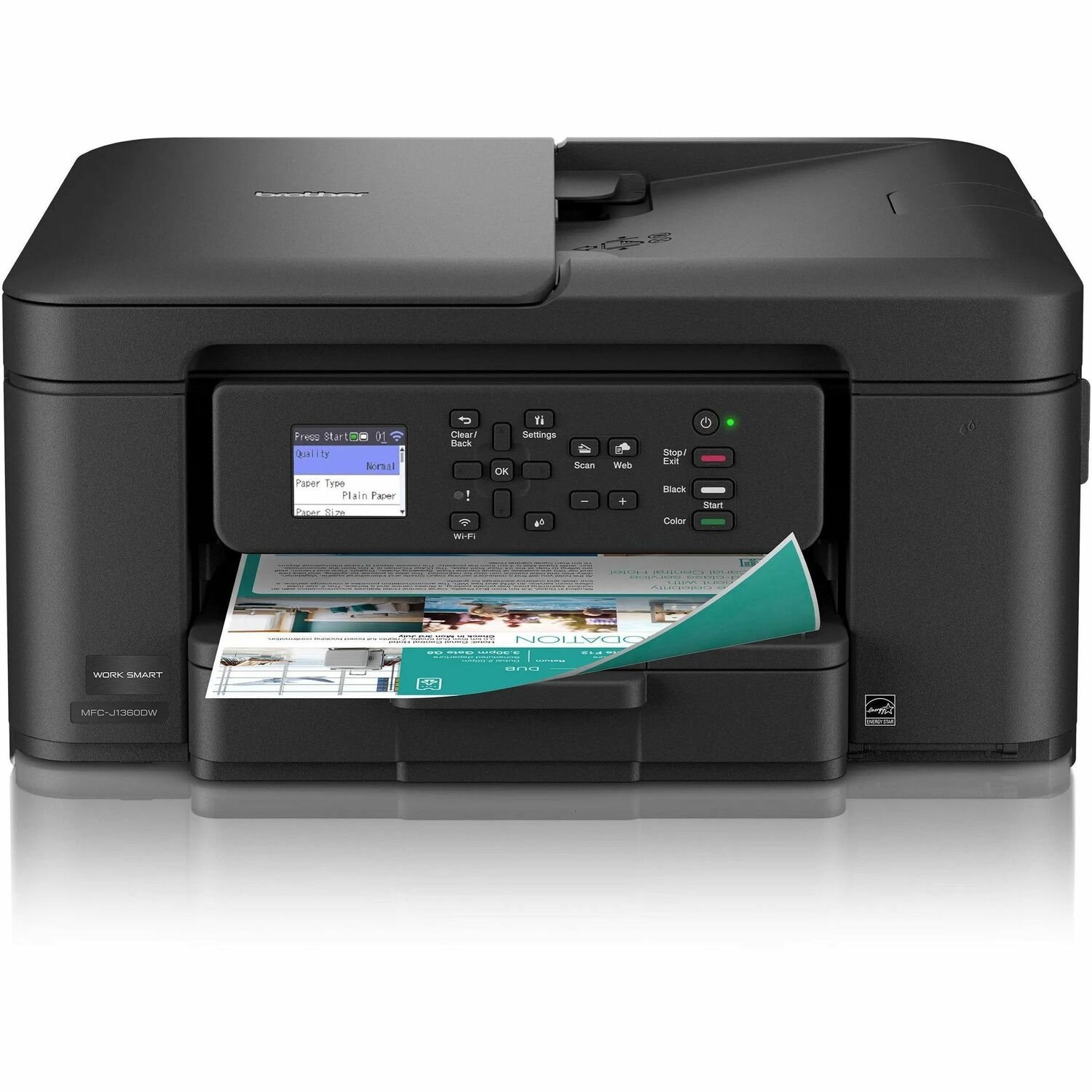 Brother Work Smart MFC-J1360DW Wired & Wireless Inkjet Multifunction Printer - Color