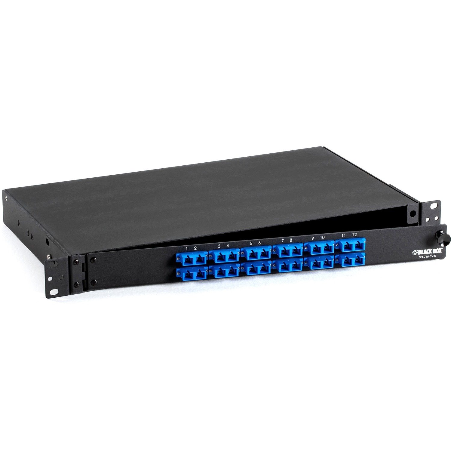 Black Box Rackmount Preloaded Fiber Enclosure - 1U, (12) Duplex SC Pair