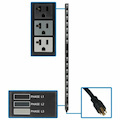 Eaton Tripp Lite Series 5.7kW 3-Phase Basic PDU - 42 NEMA 5-15/20R 120V Outlets, 208V L21-20P Input, 6 ft. Cord, 70 in. 0U Rack