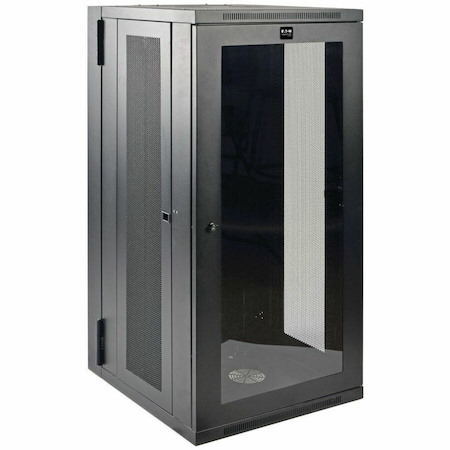 Eaton Tripp Lite Series SmartRack 26U Low-Profile Switch-Depth Wall-Mount Half-Height Rack Enclosure, Clear Acrylic Window, Hinged Back