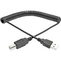 Tripp Lite by Eaton 10ft Hi-Speed USB 2.0 to USB B Cable Coiled USB A-B M/M 10'