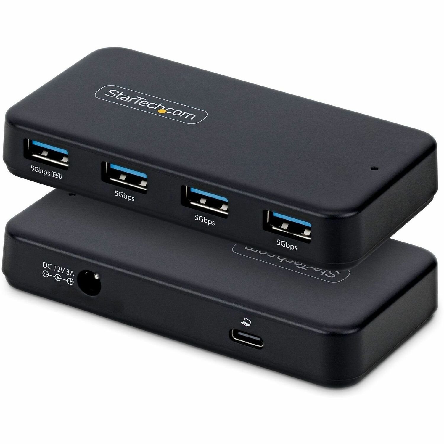 StarTech 4-Port USB-A Hub, 5Gbps, Self-Powered, 2-in-1 USB-C and USB-A Host Cable, 1x BC 1.2 Charging Port, 24W Power Adapter Included