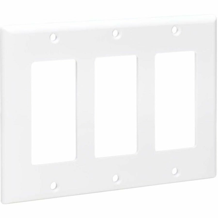 Eaton Tripp Lite Series Triple-Gang Faceplate, Decora Style - Vertical, White, TAA