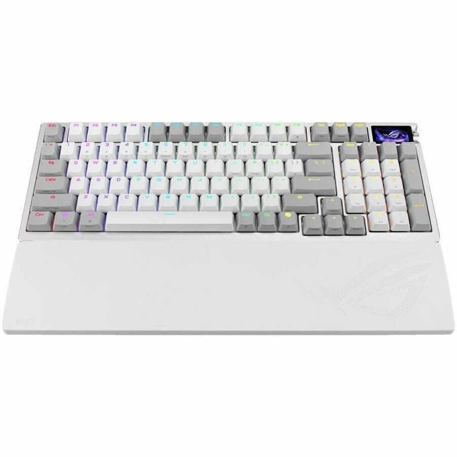 Asus Rog Azoth 96 He Lite White Gaming Keyboard, Rog HFX V2 Magnetic Switches, USB-C/2.4GHz/Bluetooth 5, RGB Aura SYNC, 8000Hz, Programmable Keys