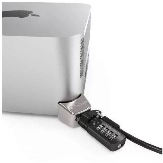 Compulocks Mac Studio Ledge Lock Adapter with Combination Cable Lock Silver