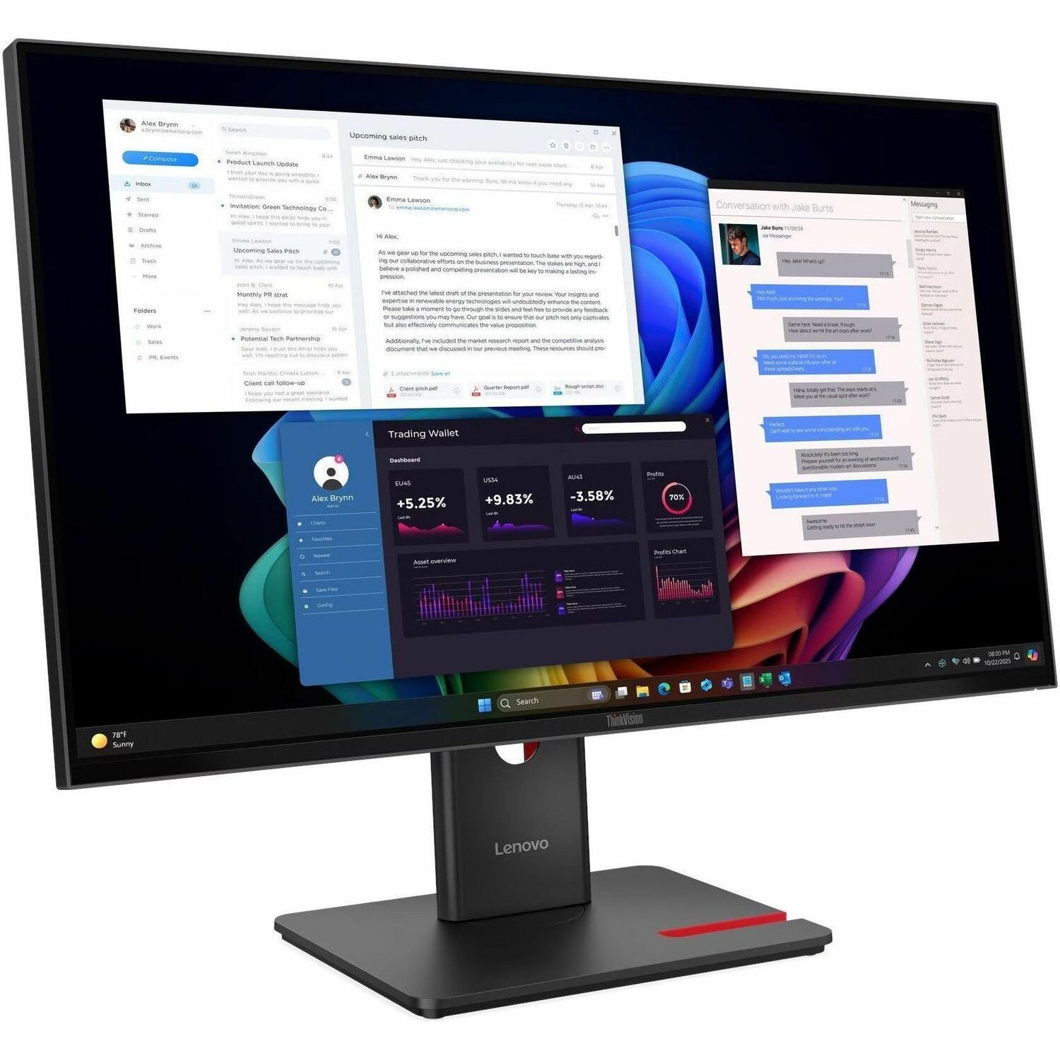LENOVO T27UD-40 27" WLED IPS UHD(16:9), DP, HDMI, USB(3), USBC, LAN, PIVOT, H/ADJ, 3YR