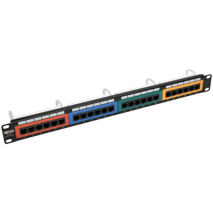 Tripp Lite by Eaton 24-Port 1U Rack-Mount 110-Type Color-Coded Patch Panel, RJ45 Ethernet, 568B, Cat5/5e