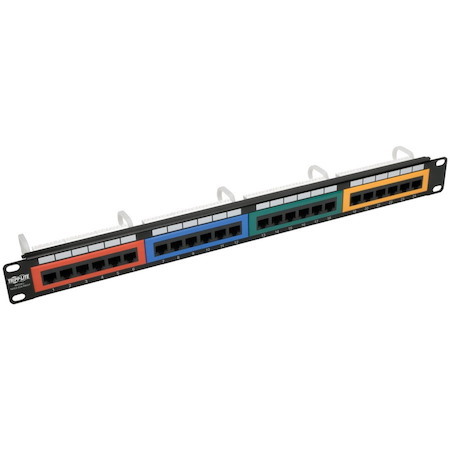 Eaton Tripp Lite Series 24-Port 1U Rack-Mount 110-Type Color-Coded Patch Panel, RJ45 Ethernet, 568B, Cat5/5e