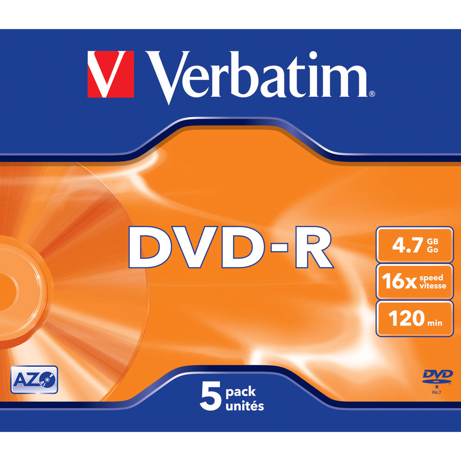 Verbatim 43519 DVD Recordable Media - DVD-R - 16x - 4.70 GB - 5