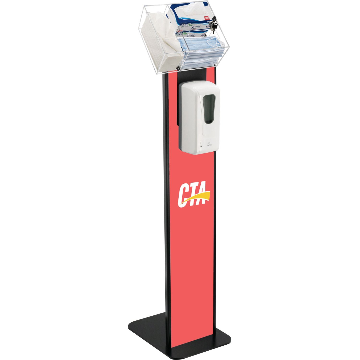 CTA Digital Premium Locking Sanitizing Station Stand with Graphic Card Slot (Black)