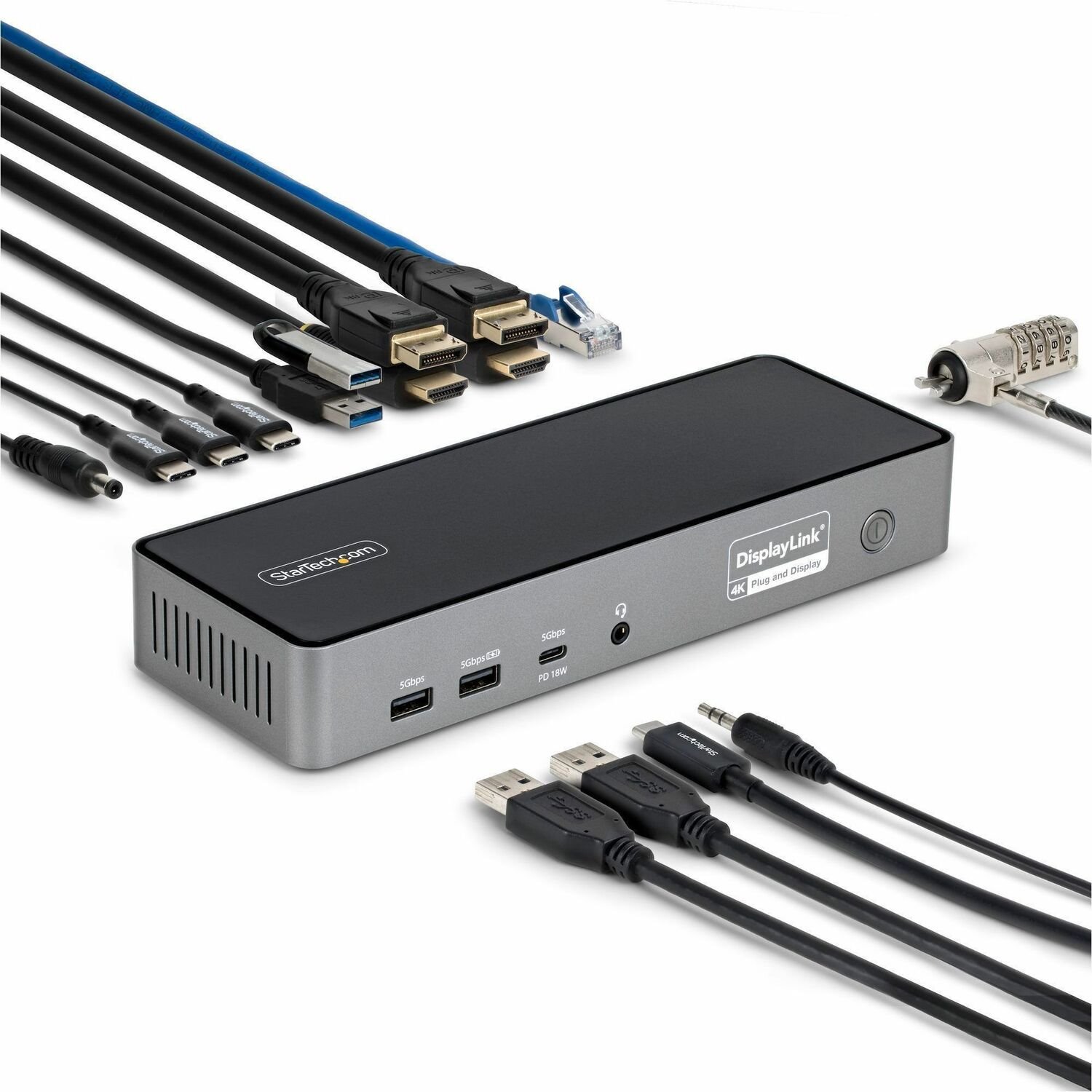 StarTech.com Triple-Monitor USB-C Docking Station, 140W Laptop Charging Dock for MacBook Pro and Windows, 4K 60Hz, TAA